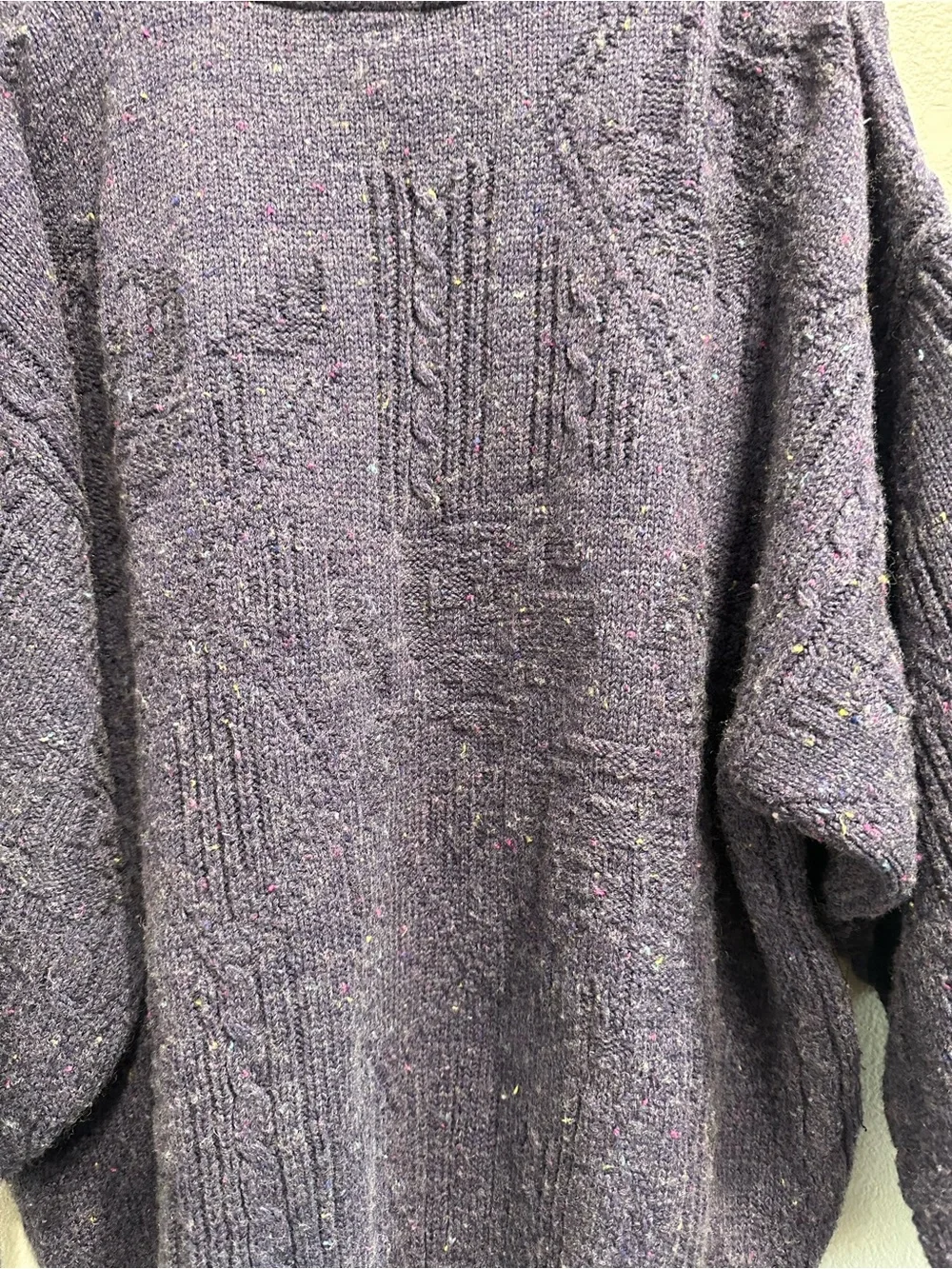 VTG 80’s Togeher! Wool blend Purple Floral Appliqué/embroidered Knit Sweater,l